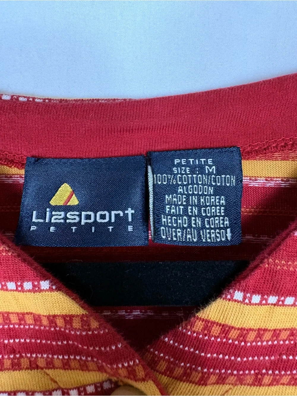 Cropped Red & Yellow Striped Button-Up Women's Top